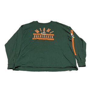 Miami Hurricanes Green Long Sleeve Graphic T-Shirt By ProEdge 4XL 100% Cotton